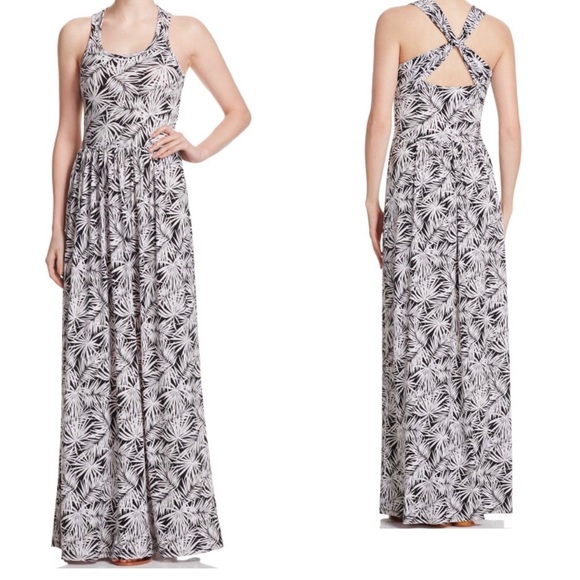 NEW Michael Kors Black/White Criss-Cross Back Long Maxi Dress Size XL - Picture 5 of 8